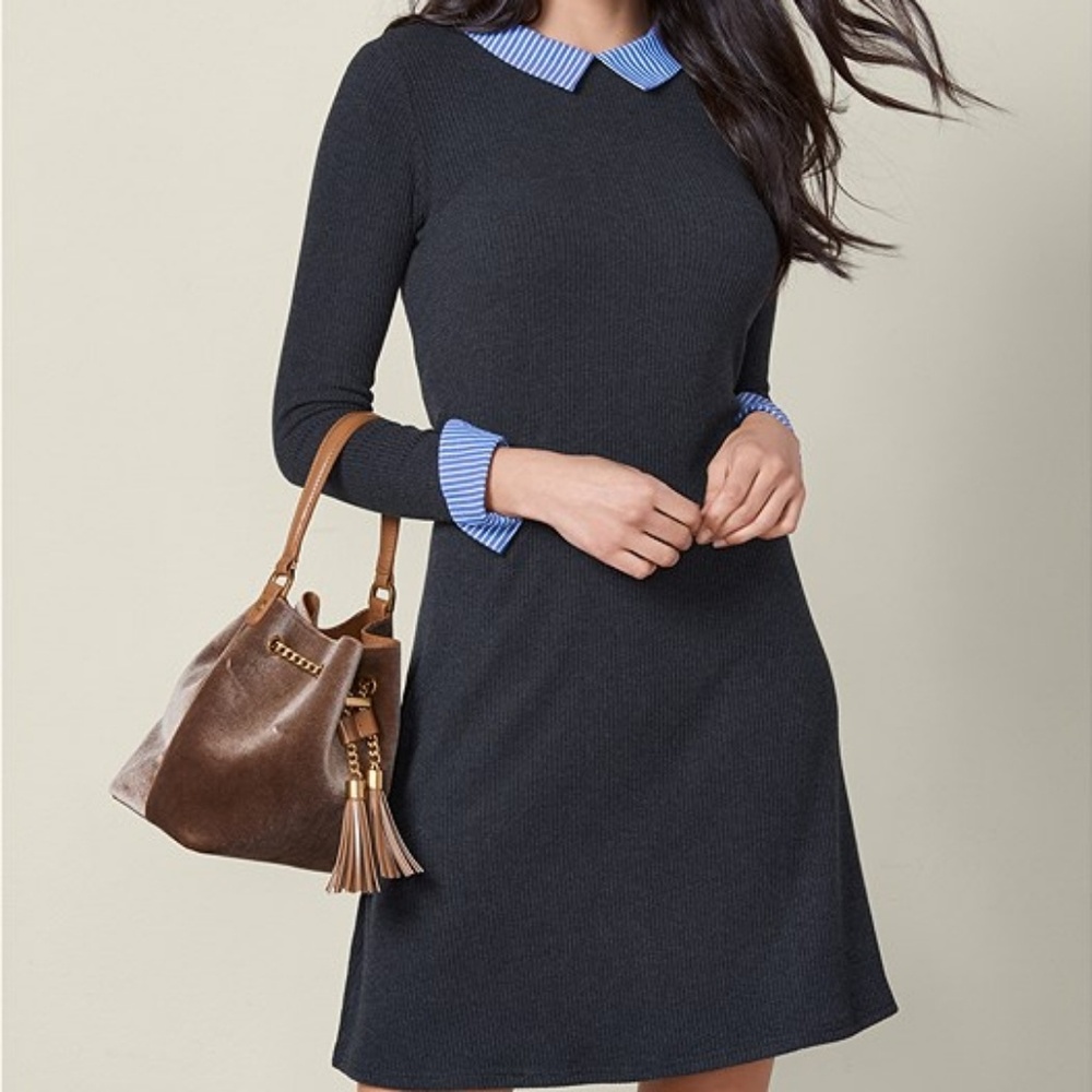 Peter Pan Collar Grey Sweater Dress